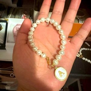 fresh water pearls initial bracelet